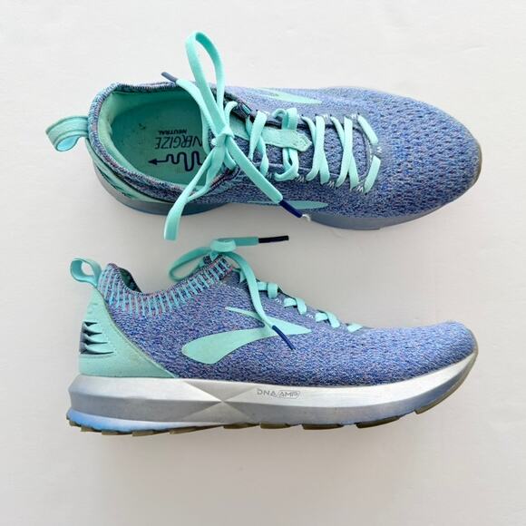 Brooks Levitate 2 Periwinkle Blue Teal Size 8 Knit Run Gym Walk Comfort Worn 1X - Picture 1 of 9